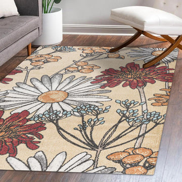 Dizi Modern Botanical Wildflower Area Rug